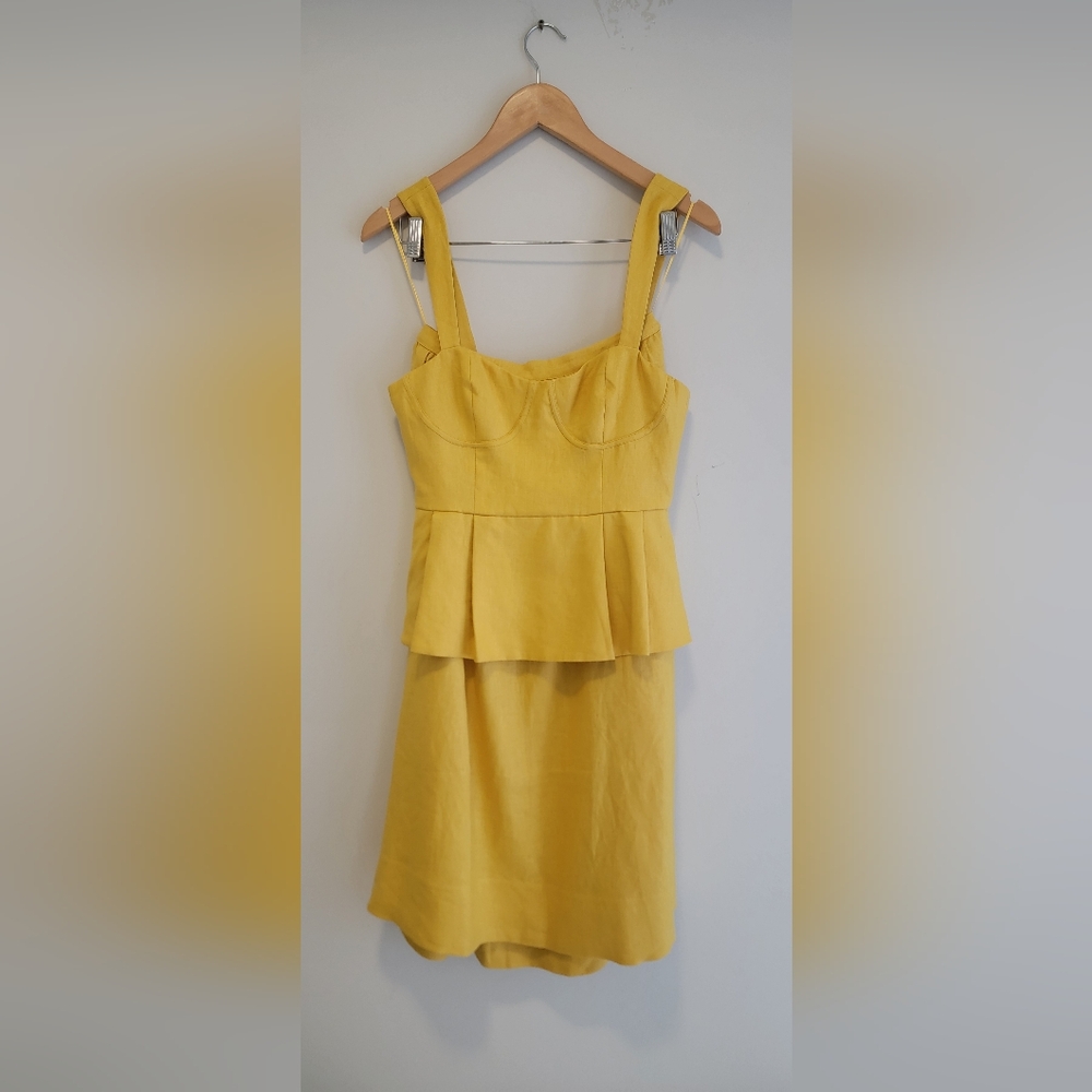 Yellow Sleeveless Peplum Set